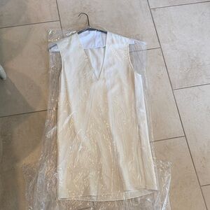 Helmut Lang Ivory V-Neck Dress